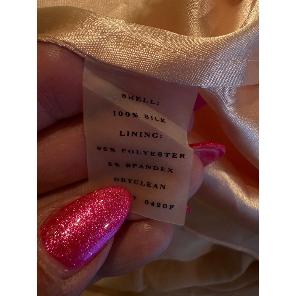 Ann Taylor Peach Silk One Shoulder Pleated Cocktail Dress Size 4 Wedding Guest - Picture 4 of 12